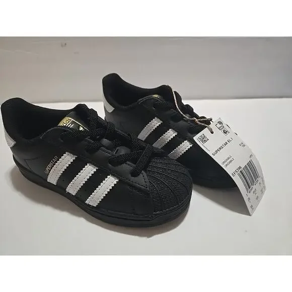SUPERSTAR EL I ADIDAS Black/White/Black EF5396-SIZE 9K - Picture 2 of 10